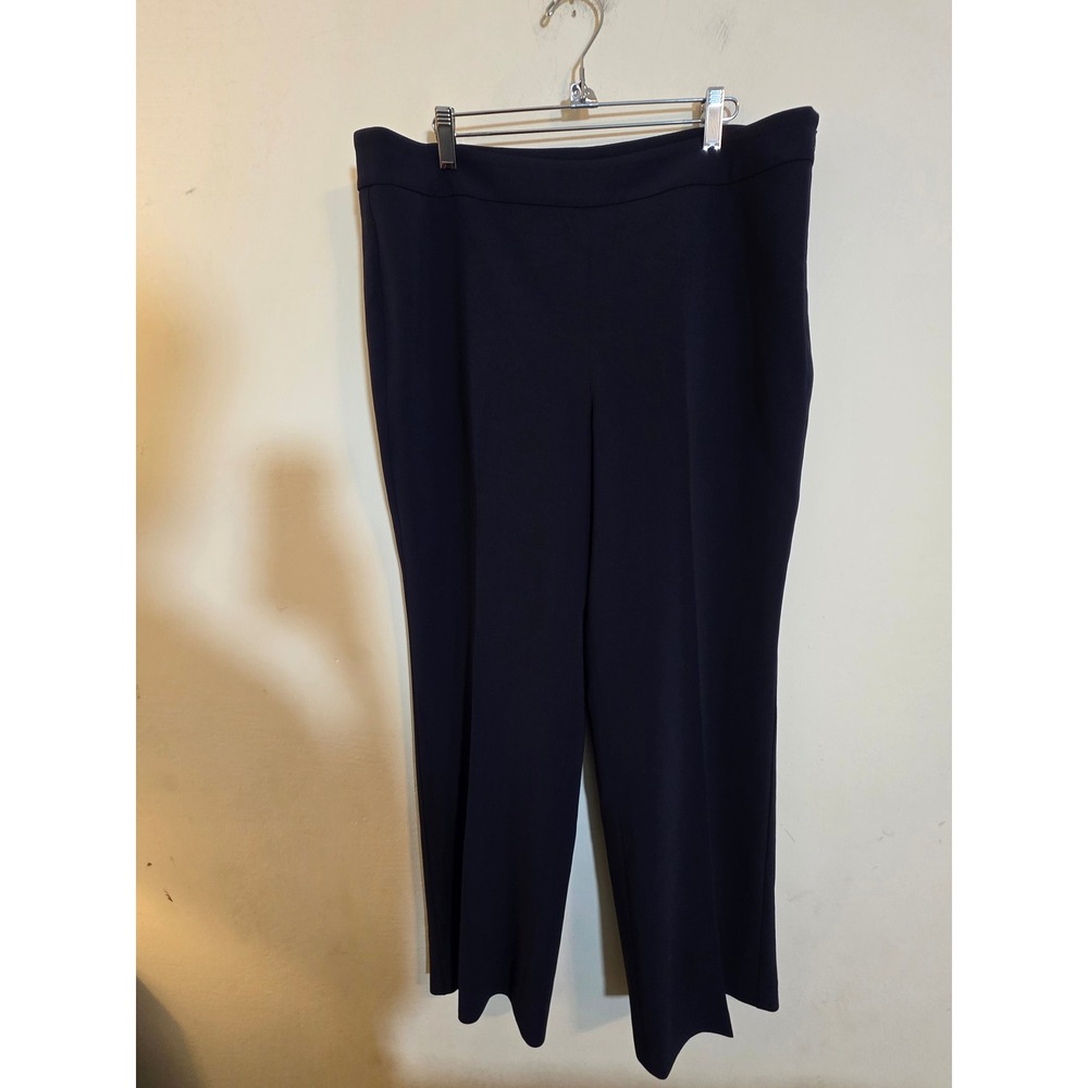 Talbots Petite Navy Blue Wide Leg Dress Pants Side Zip Trousers 16P PH5289